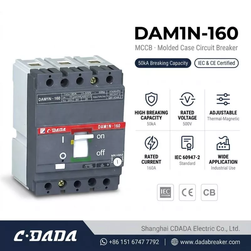 CDADA Ngaleupaskeun-Kapasitas Tinggi DAM1N-160 160A MCCB Circuit Breaker