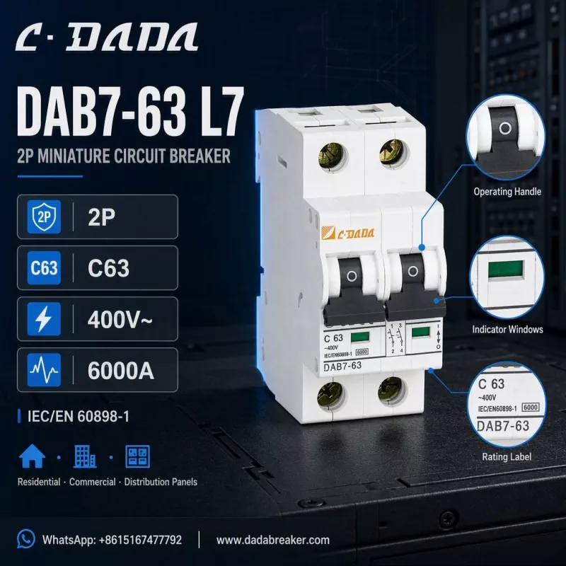 DAB7-63 L7 2P MCB - Jelas, Protection Compact pikeun Panels Distribusi